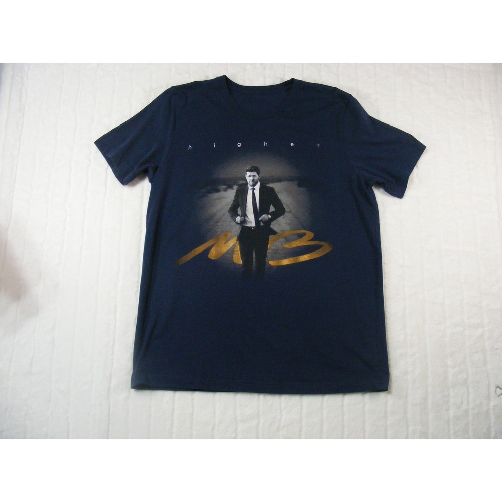 Michael Buble Graphic T-Shirt Large Navy Blue Excellent 2022 Higher Tour